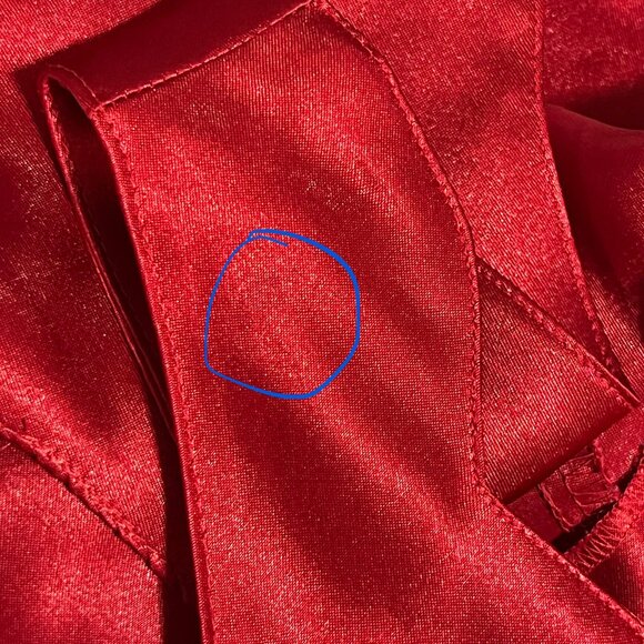 Erika Taylor Womens VTG Satin Slip Dress Size M Red Vamp Scalloped Gothic Noir - Picture 10 of 11